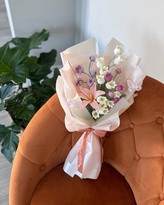 Blushing Spring Sonata – Light Pink Rainlily & Mixed Wildflower Bouquet