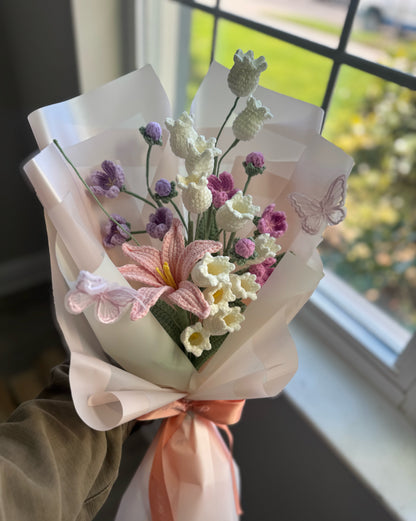 Blushing Spring Sonata – Light Pink Rainlily & Mixed Wildflower Bouquet