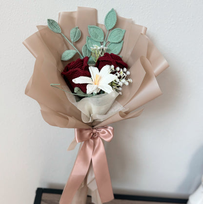 Crimson Elegance – rich red roses with a touch of grace