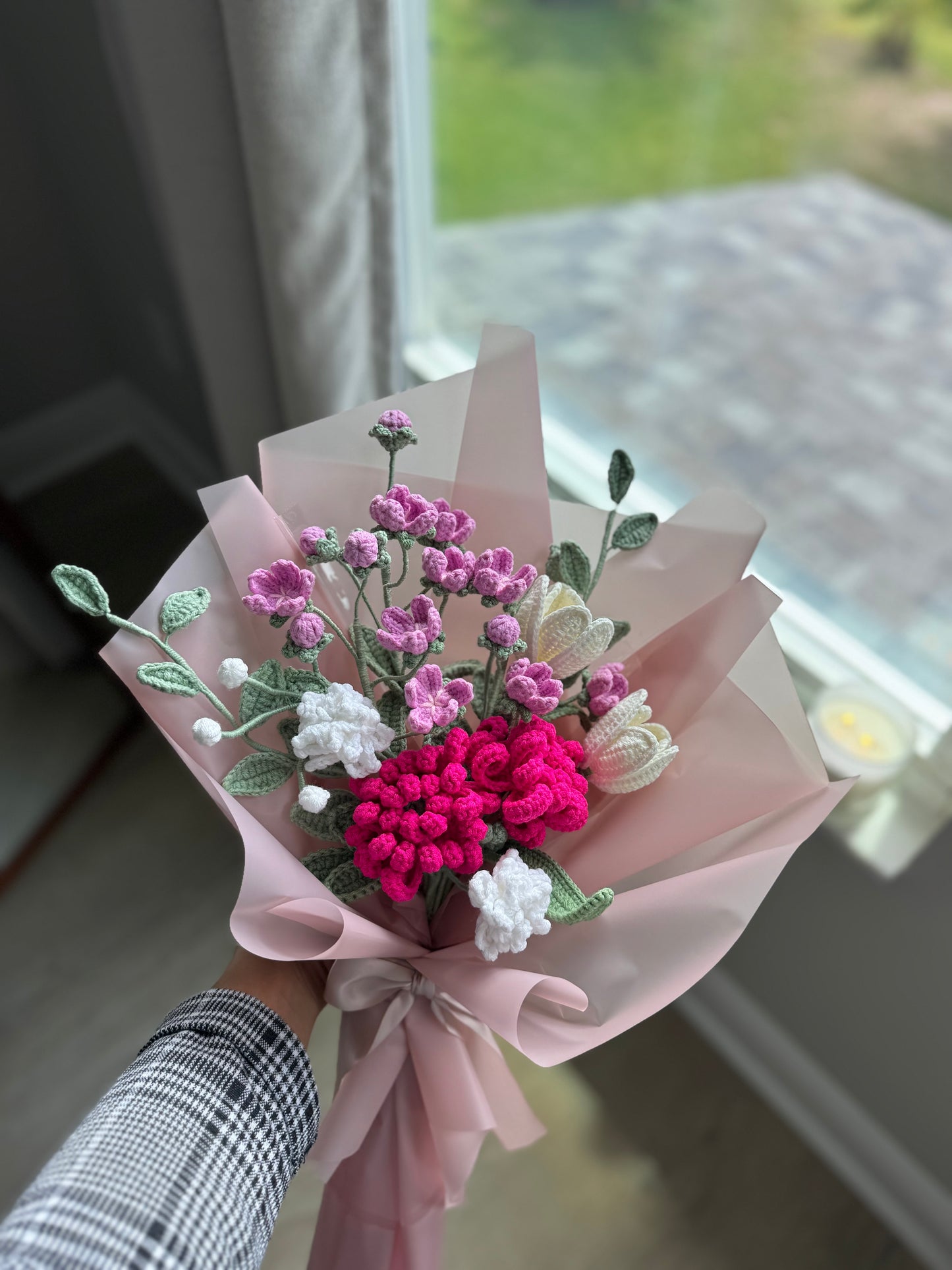 Blushing Chrysanthemum Meadow Crochet Bouquet 🌸