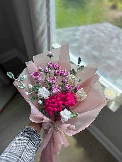 Blushing Chrysanthemum Meadow Crochet Bouquet 🌸