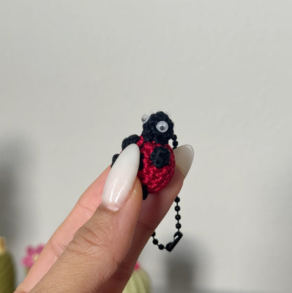 Handmade Crochet Mini Ladybug Keychain – Cute Amigurumi Bug Charm, Kawaii Bag Accessory, Lucky Gift Idea 🐞✨