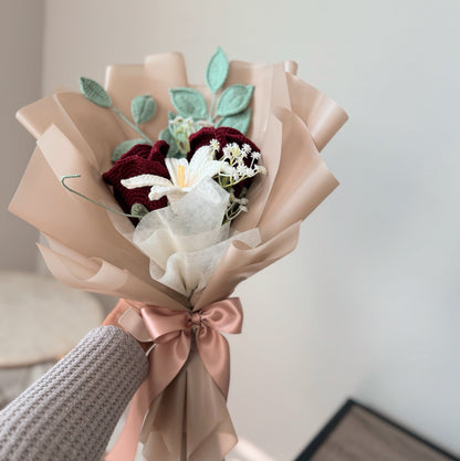 Crimson Elegance – rich red roses with a touch of grace