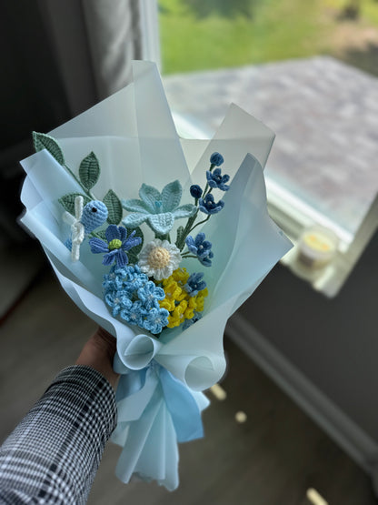 Dragonfly’s Blue Meadow Crochet Bouquet 🩵🪻✨