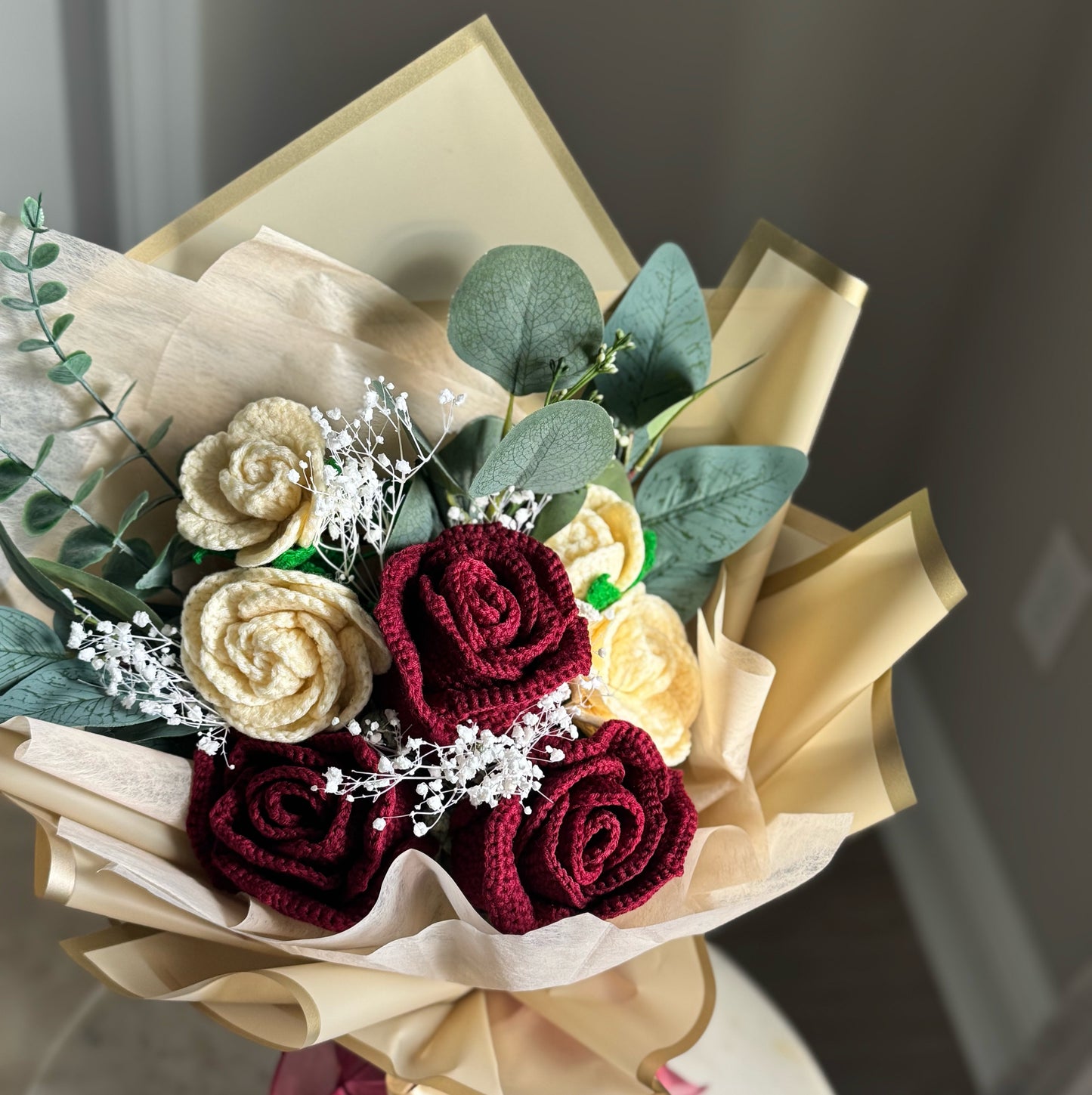 Everlasting Ruby & Ivory Roses