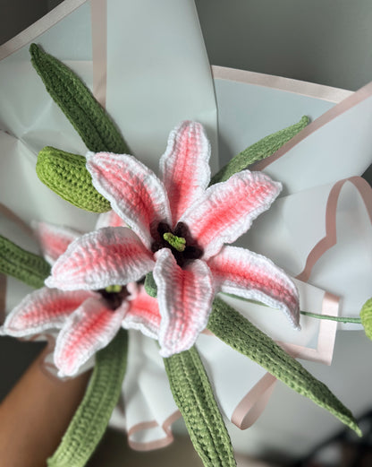 White Lily Garden Bouquet – Crochet Flower Arrangement
