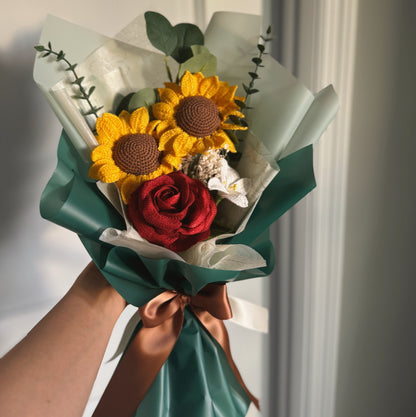 Golden Sunflower & Ruby Rose Bloom