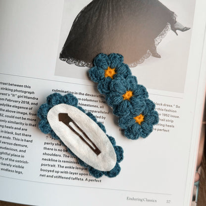 Dark Blue Forget Me nots hair clips