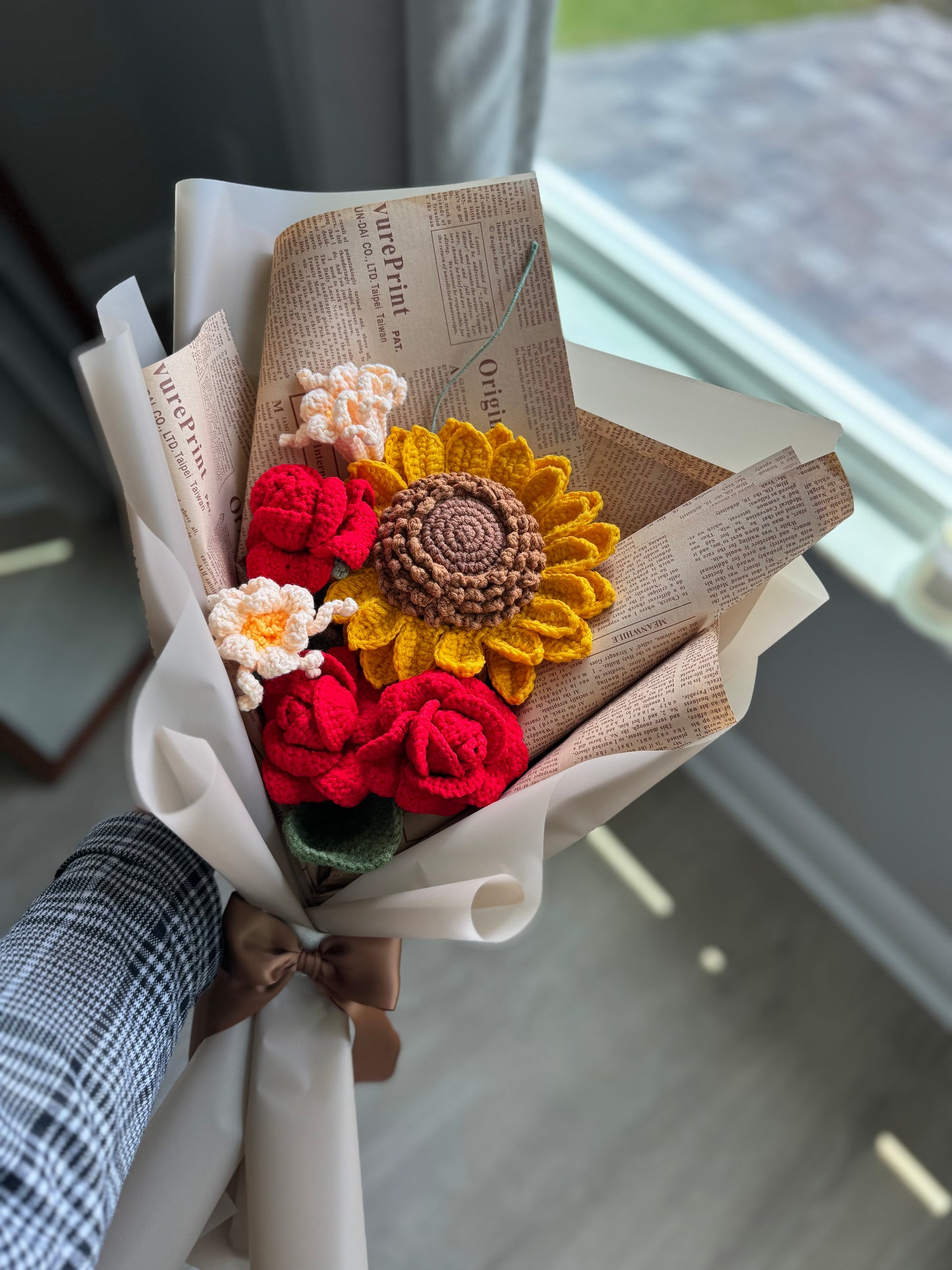 Scarlet & Sunshine Garden Crochet Bouquet