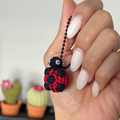 Handmade Crochet Mini Ladybug Keychain – Cute Amigurumi Bug Charm, Kawaii Bag Accessory, Lucky Gift Idea 🐞✨