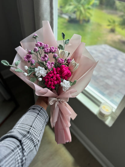 Blushing Chrysanthemum Meadow Crochet Bouquet 🌸