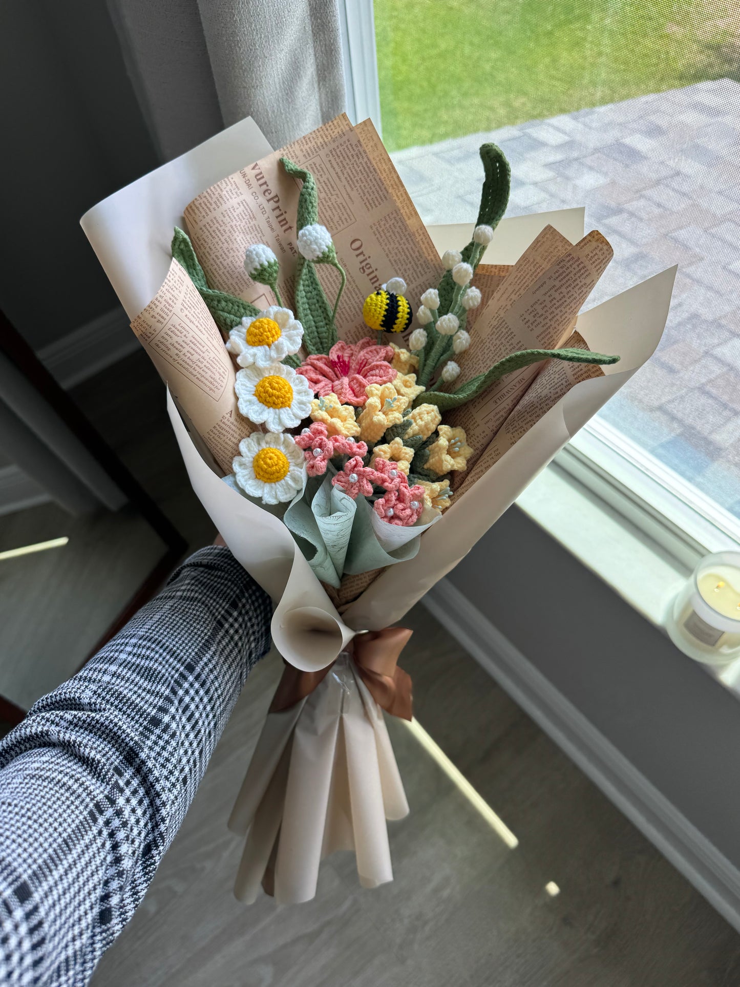 Honeybee’s Cottage Garden Crochet Bouquet 🐝🌼🍃