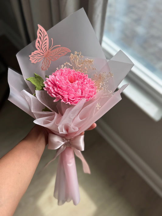 Fuchsia Rêverie – Luxury Crochet Peony Bouquet