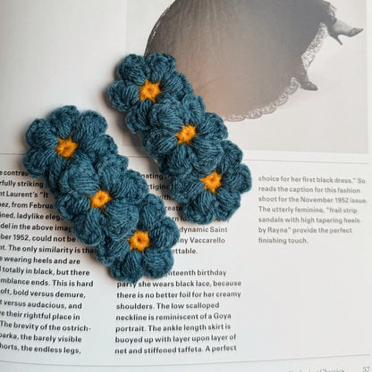Dark Blue Forget Me nots hair clips