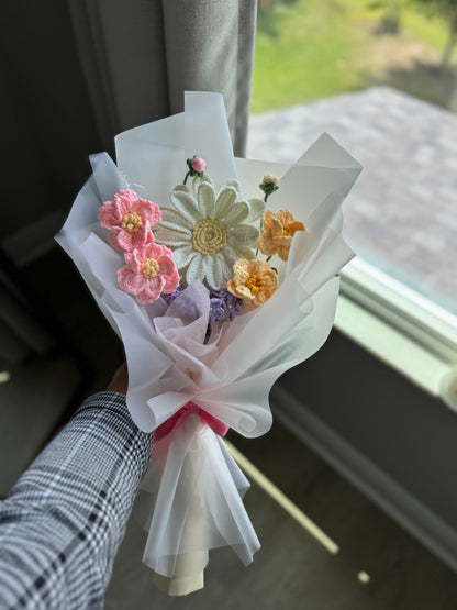 Gerbera’s Secret Meadow Crochet Bouquet