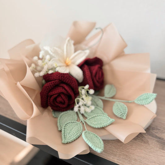 Moody Red Wine Rose Bouquet