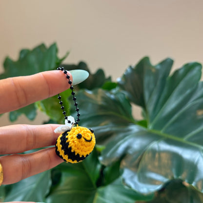 Crochet Mini Bumblebee Keychain – Handmade Bee Plush Charm, Cute Bag Accessory, Gift Idea