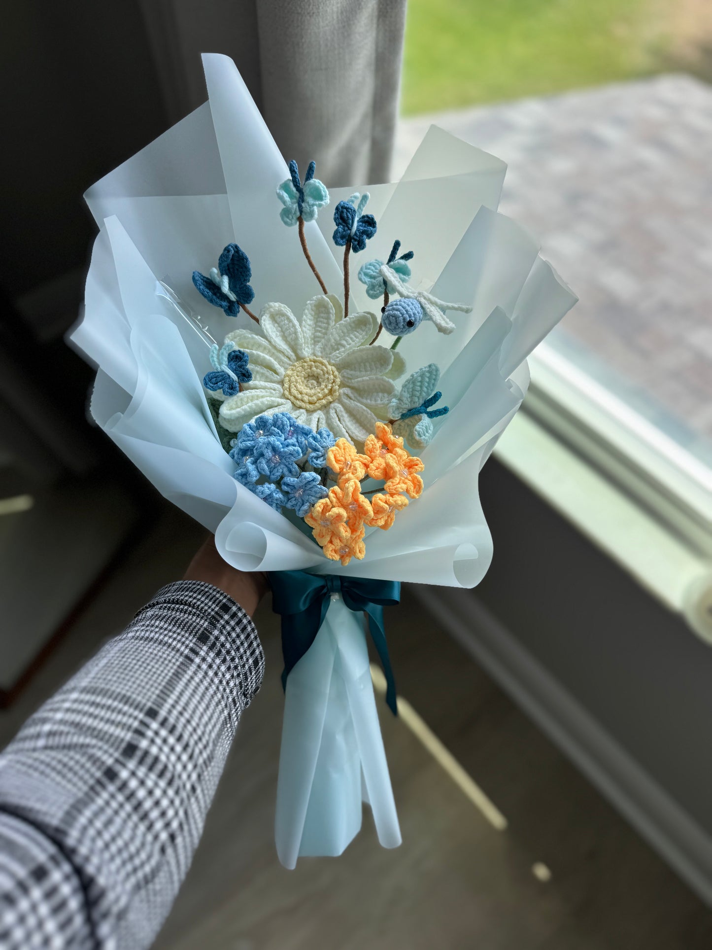 Butterflies in the Blue Meadow Crochet Bouquet 🦋🩵