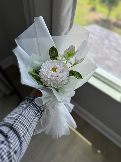 Luxury Ivory Peony Serenity Crochet Bouquet 🤍✨