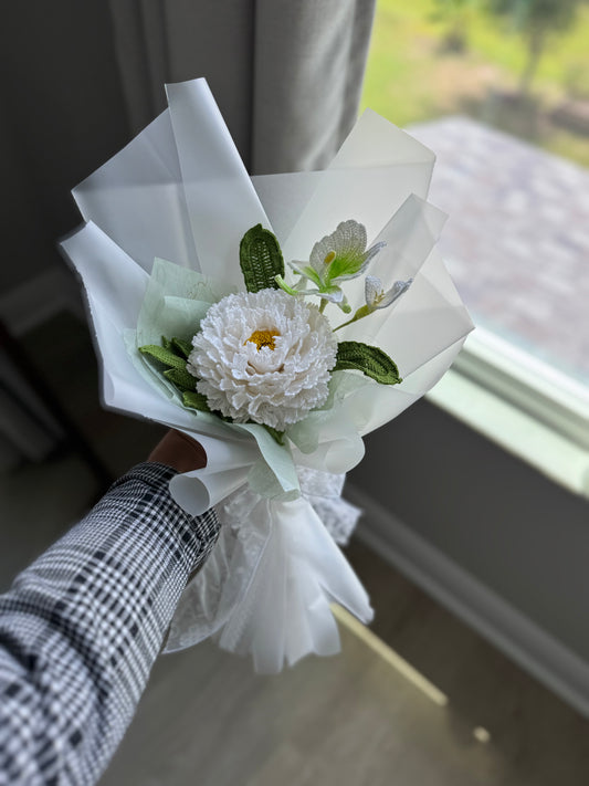 Luxury Ivory Peony Serenity Crochet Bouquet 🤍✨
