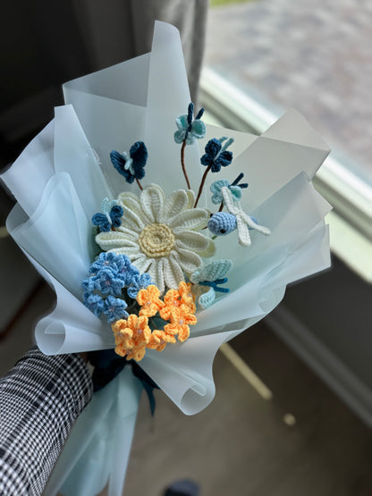 Butterflies in the Blue Meadow Crochet Bouquet 🦋🩵