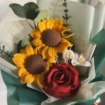 Golden Sunflower & Ruby Rose Bloom