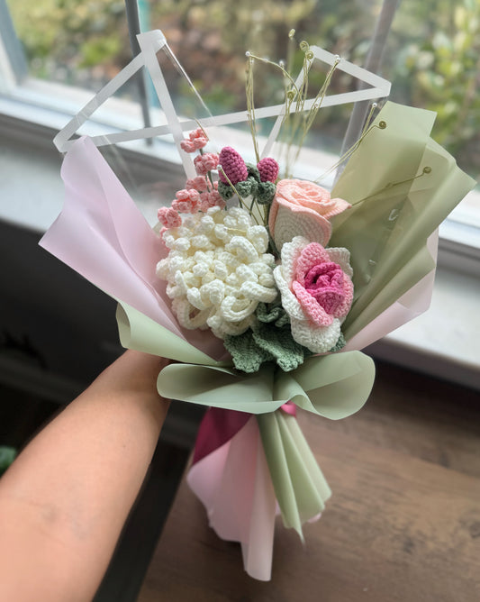 Blush Serenity Symphony – Pink Roses & Soft White Chrysanthemum