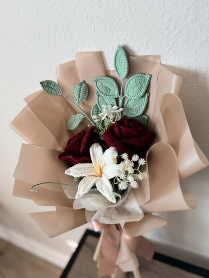 Crimson Elegance – rich red roses with a touch of grace