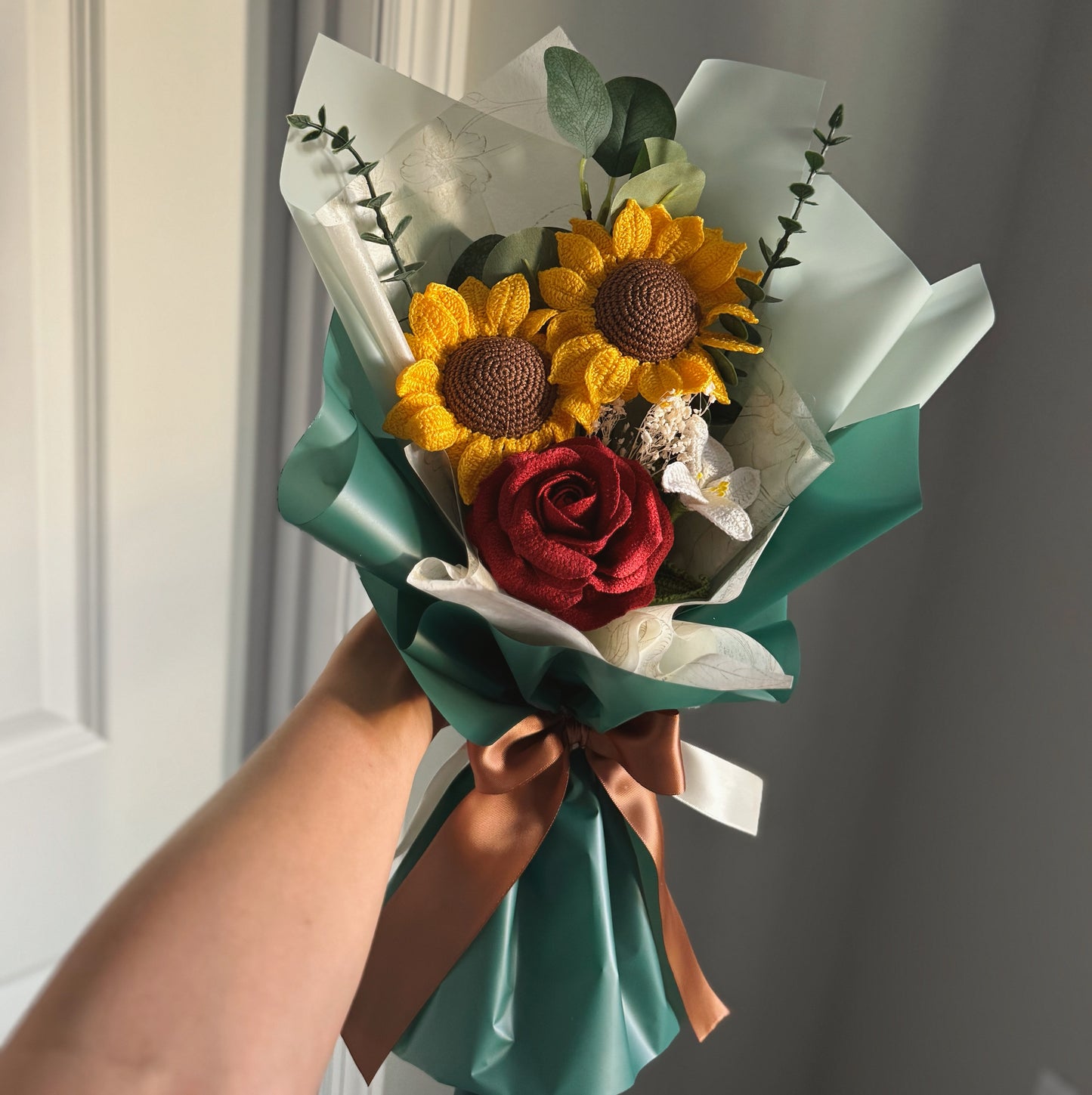 Golden Sunflower & Ruby Rose Bloom