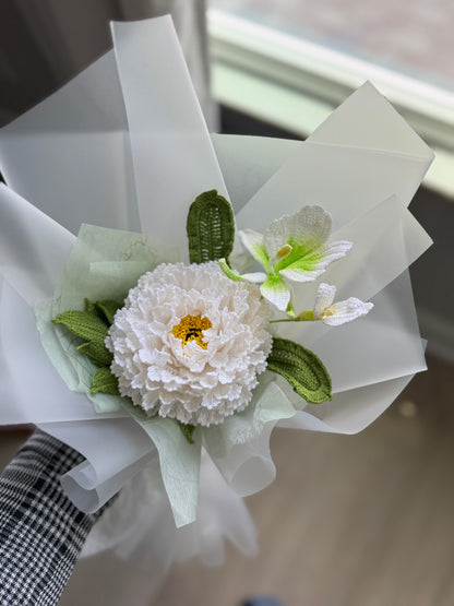 Luxury Ivory Peony Serenity Crochet Bouquet 🤍✨