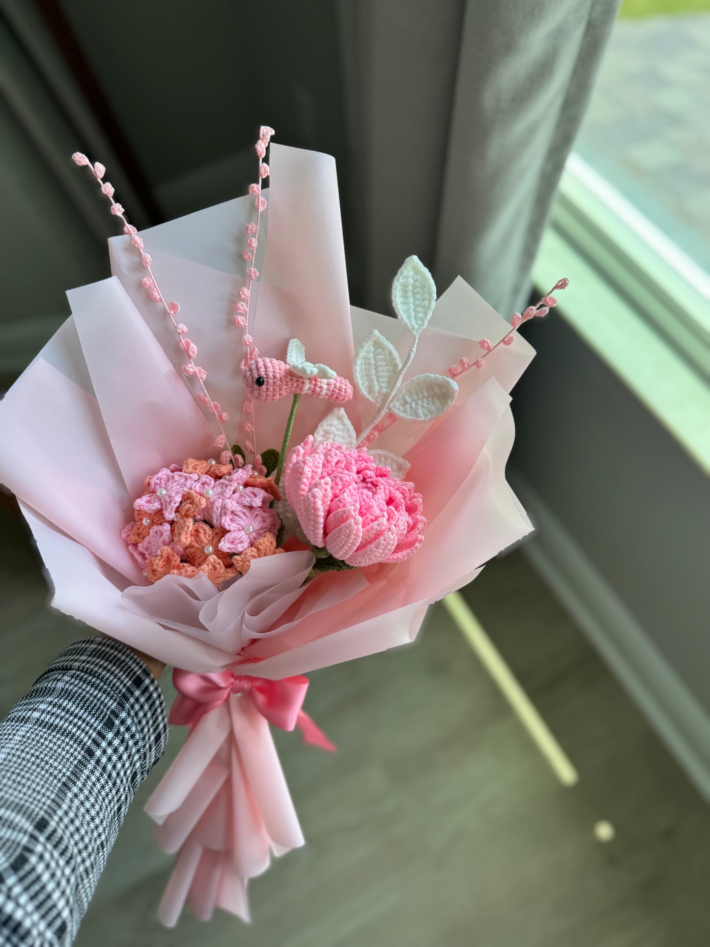 Blushing Dahlia Meadow Crochet Bouquet