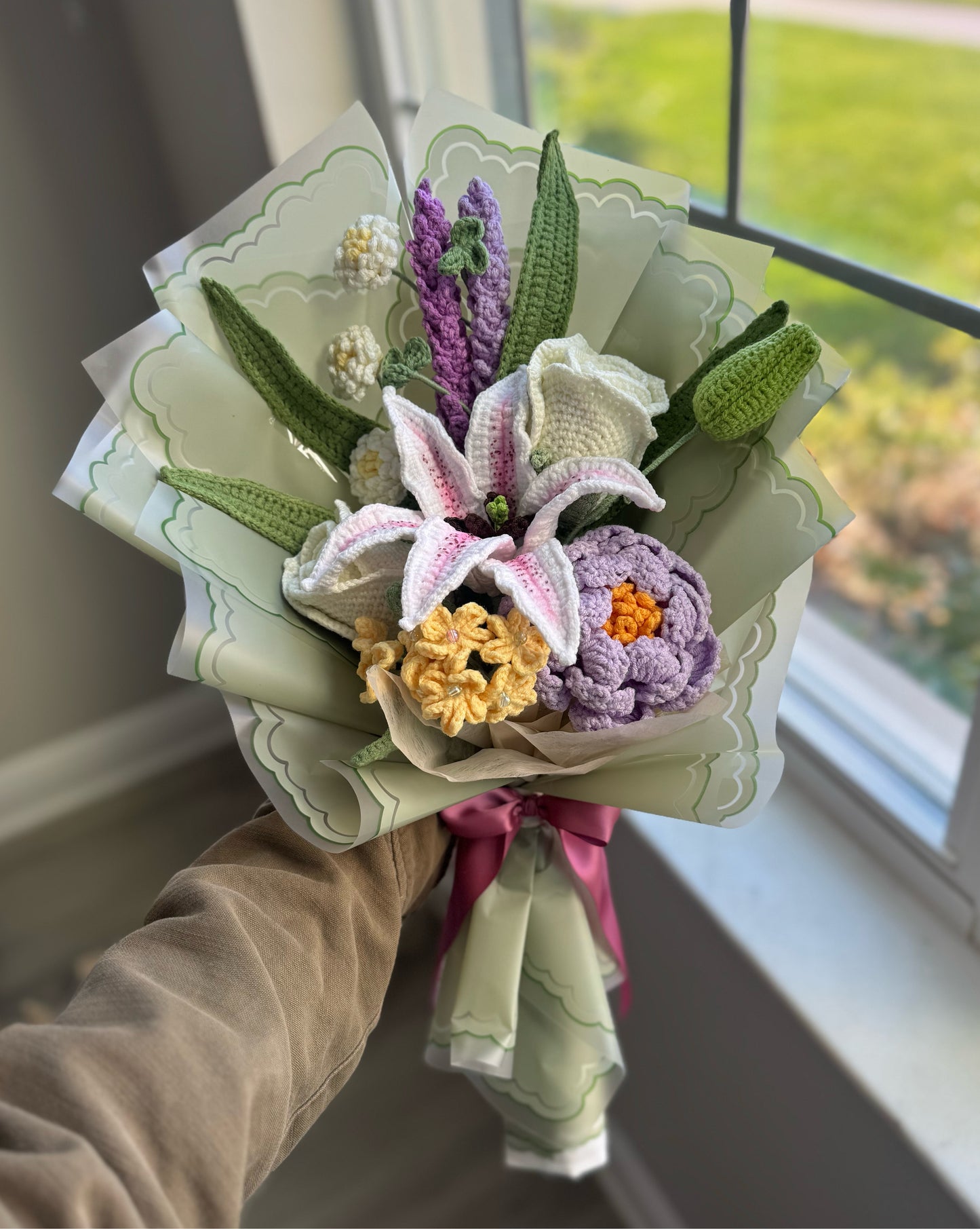 Royal Meadow Reverie – Purple Peony with White Roses, Lavender & Stargazer Lily