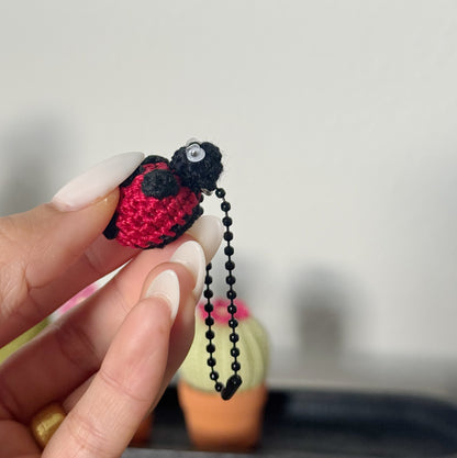 Handmade Crochet Mini Ladybug Keychain – Cute Amigurumi Bug Charm, Kawaii Bag Accessory, Lucky Gift Idea 🐞✨