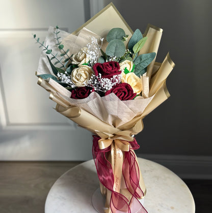 Everlasting Ruby & Ivory Roses