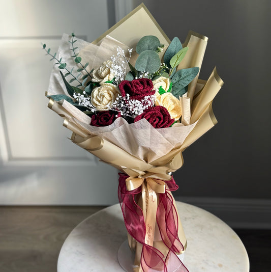 Everlasting Ruby & Ivory Roses