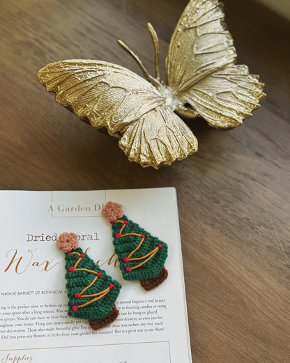 Festive Christmas Tree Crochet Hair Clips – Set of 2