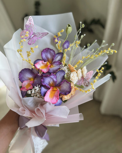 Orchid Reverie – Luxury Hand-Painted Crochet Orchid & Wildflower Bouquet 🦋�
