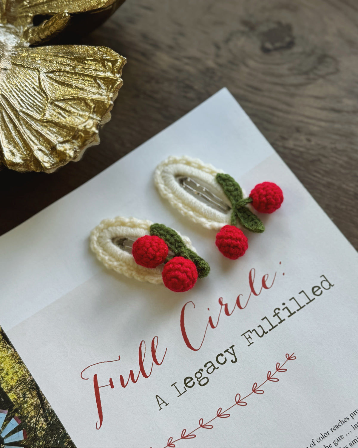 Sweet Cherry Crochet Hair Clips – Set of 2