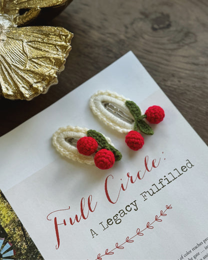 Sweet Cherry Crochet Hair Clips – Set of 2