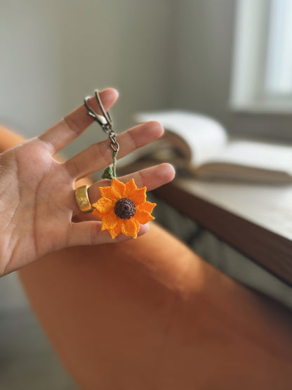 Little Sunshine – Handmade Crochet Sunflower Keychain | Floral Bag Charm & Gift for Flower Lovers 🌻