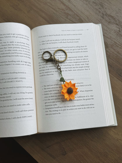 Little Sunshine – Handmade Crochet Sunflower Keychain | Floral Bag Charm & Gift for Flower Lovers 🌻