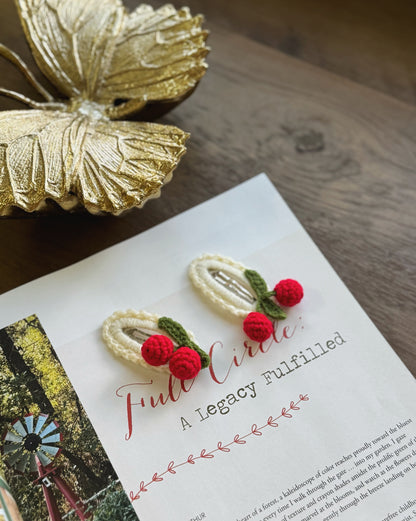 Sweet Cherry Crochet Hair Clips – Set of 2