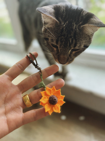 Little Sunshine – Handmade Crochet Sunflower Keychain | Floral Bag Charm & Gift for Flower Lovers 🌻