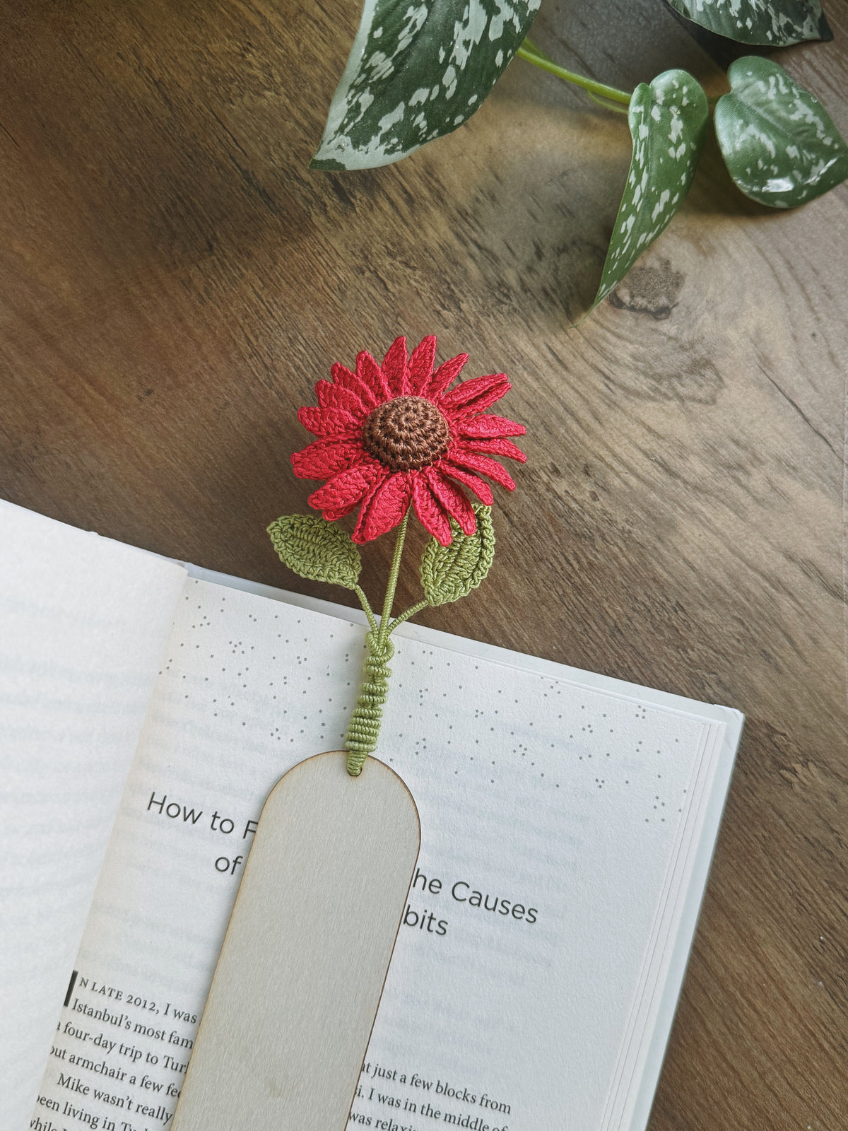 Chocolate Cherry Sunflower Bookmark