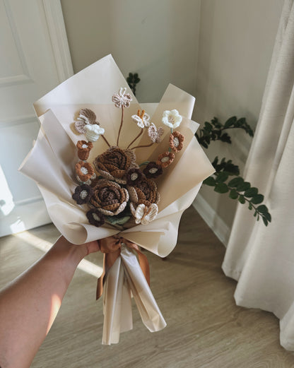 Whispers of Autumn – Crochet Roses, Lily of the Valley & Butterfly Bouquet 🤎🦋